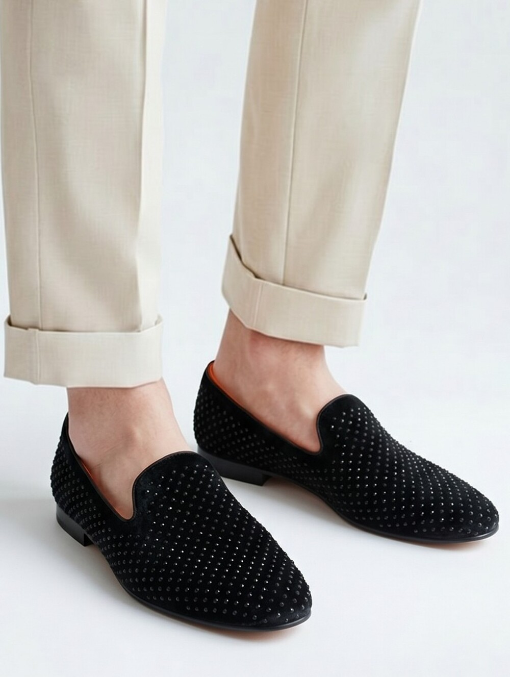 Mix 6 Black Men's Slip-On Loafers with Stud Detail Sz 9